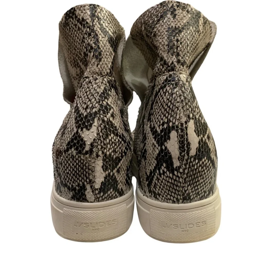 J/Slides New York Hightop Tennis Shoes Leather Snake Skin Platform Sz 10 Streetw